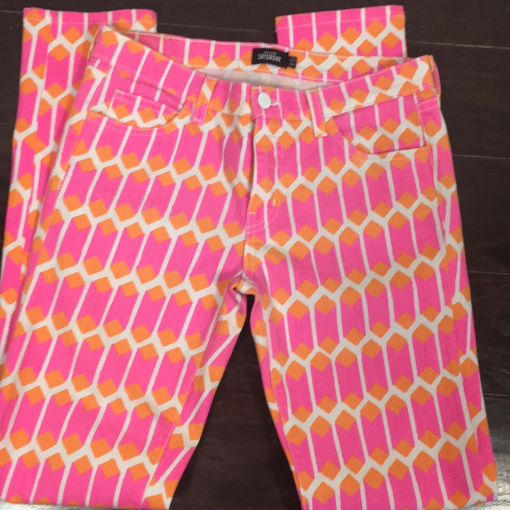 kate spade Saturday pink orange print jeans